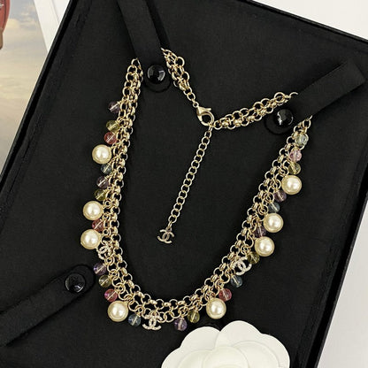 CC Color Beads Pearl Chain Necklace