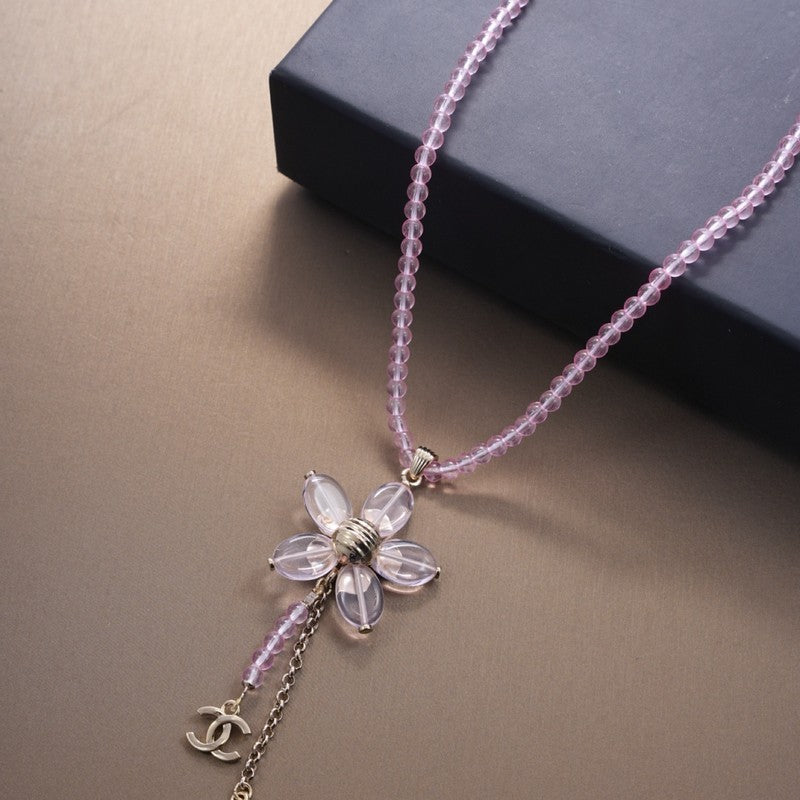 CC Purple Crystal Flower Necklace