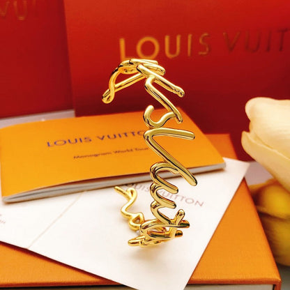 Louis Script Gold Cuff Bracelet