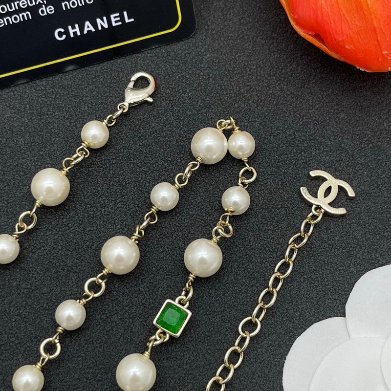 CC Color Crystal Pearl Long Necklace