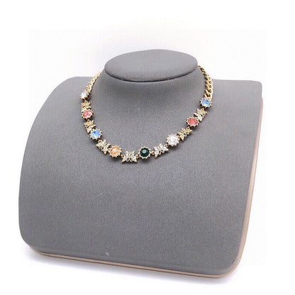 GG Color Crystal Gold Chain Necklace