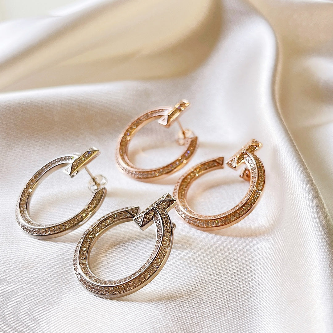 Tiff T1 Open Hoop White Gold Earrings