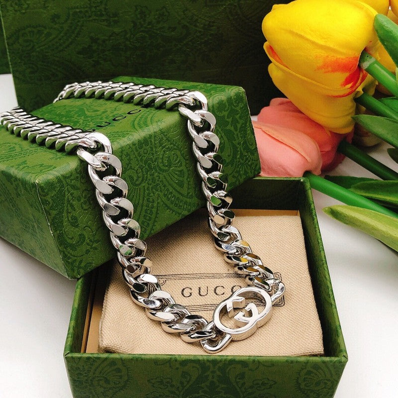 GG White Gold Chain Necklace