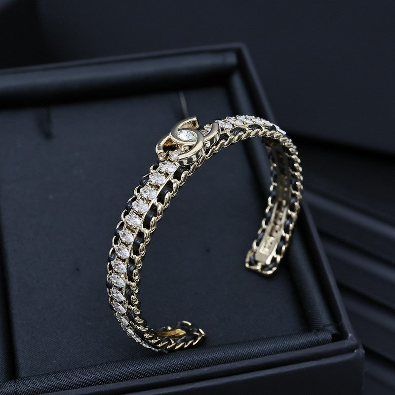 CC Crystal Leather Bracelet