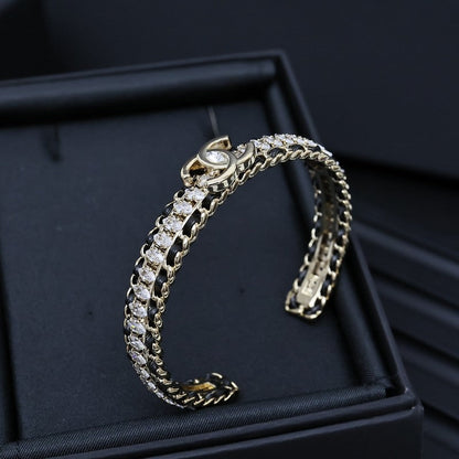 CC Crystal Leather Bracelet