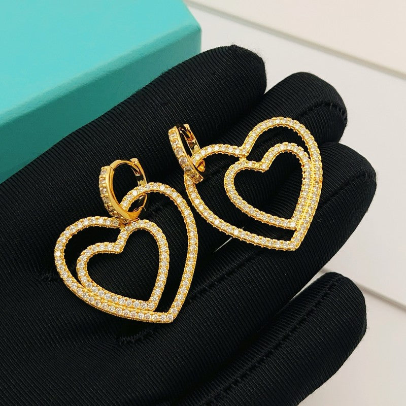 T Heart Diamond Earrings