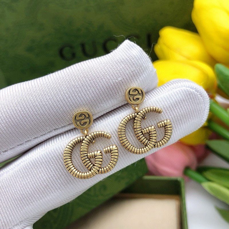 GG Twist Drop Gold Earrings