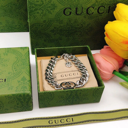 GG Interlocking G White Gold Chain Bracelet