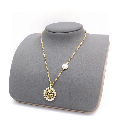 GG Pearl Round Gold Chain Necklace