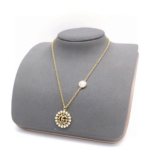 GG Pearl Round Gold Chain Necklace
