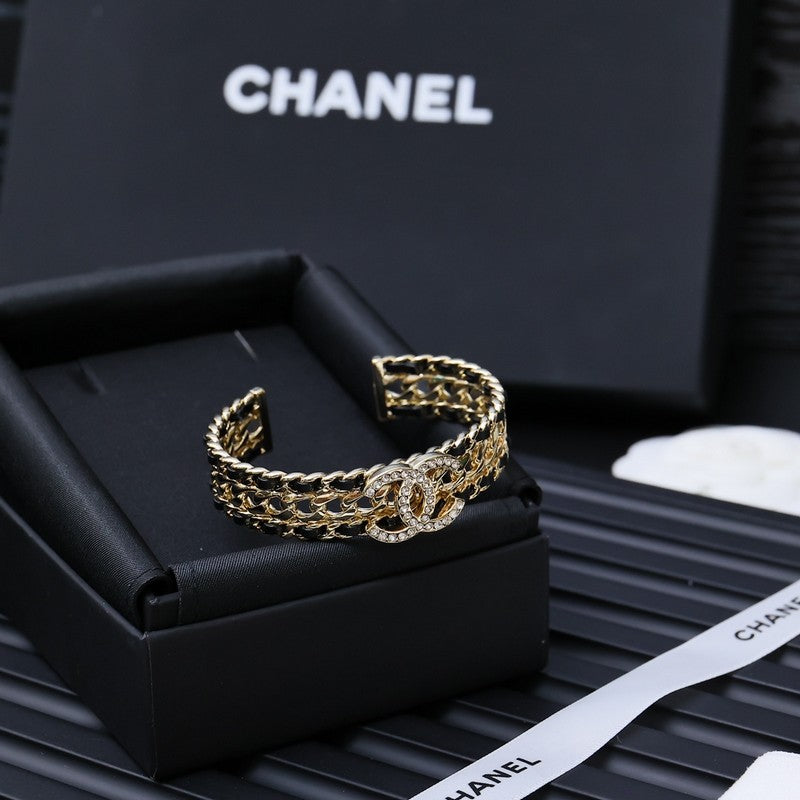 CC Strass Leather Bracelet
