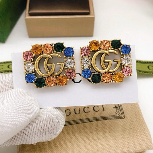 GG Color Crystal Gold Earrings