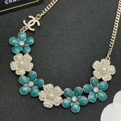 CC Blue Flower Diamond Necklace