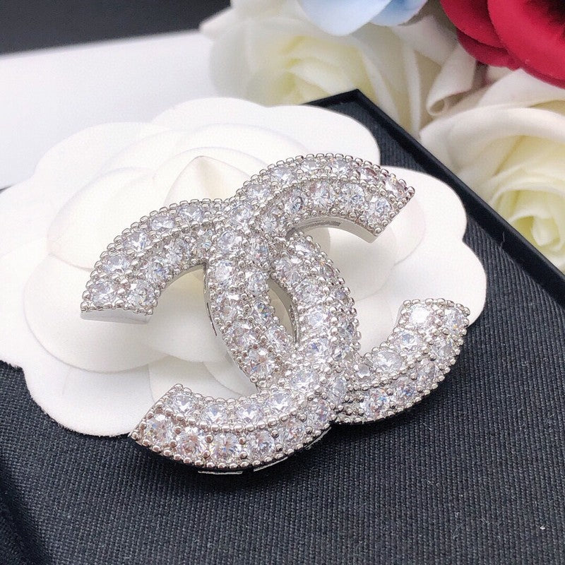 CC Diamond White Gold Brooch