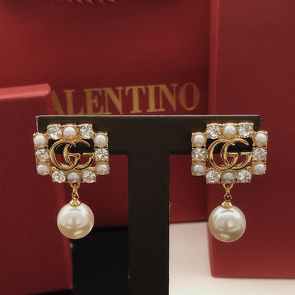 GG Crystal Pearl Drop Earrings