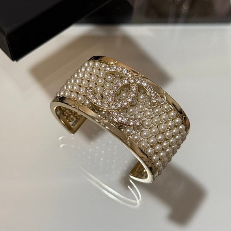 CC 25A Pearl Diamond Cuff Bracelet