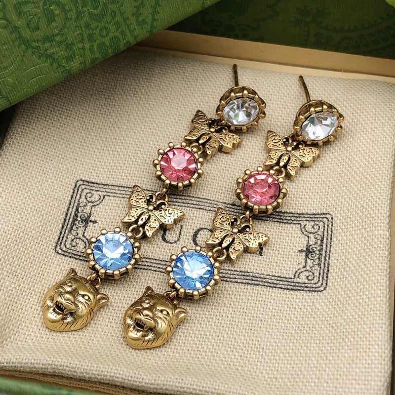 GG Color Crystal Long Earrings