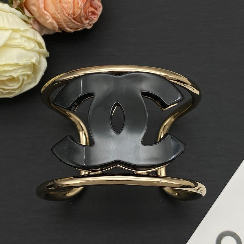 CC Black & White Gold Cuff Bracelet