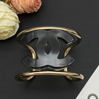 CC Black & White Gold Cuff Bracelet