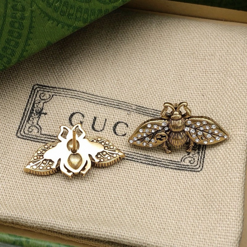GG Pave Diamond Bee Earrings