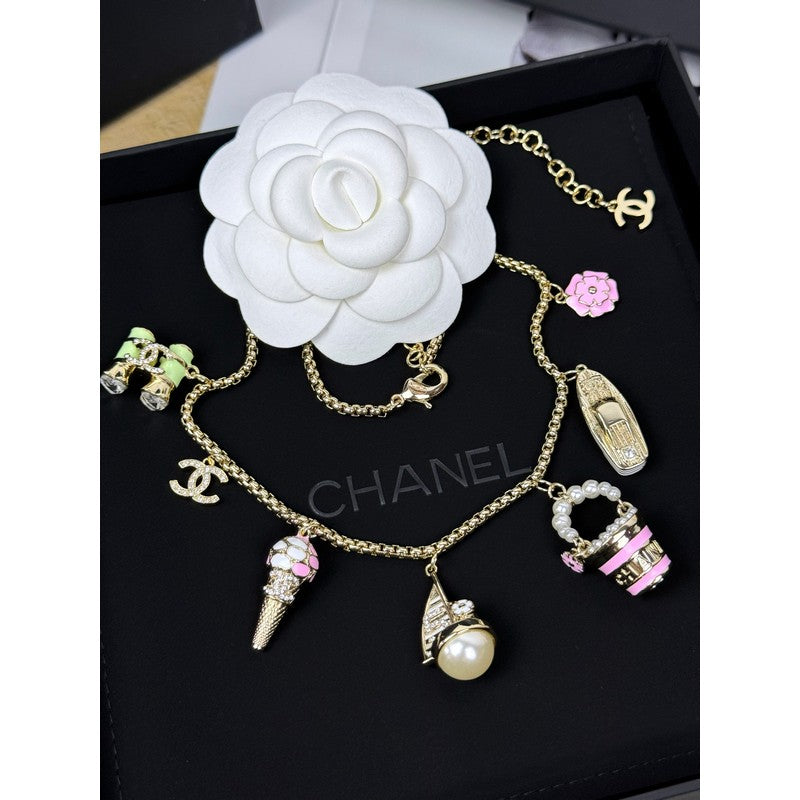 CC 26C Sailboat Enamel Gold Necklace