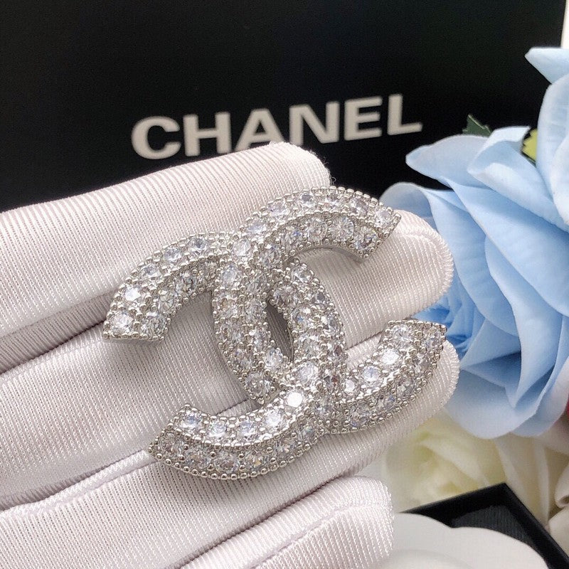 CC Diamond White Gold Brooch