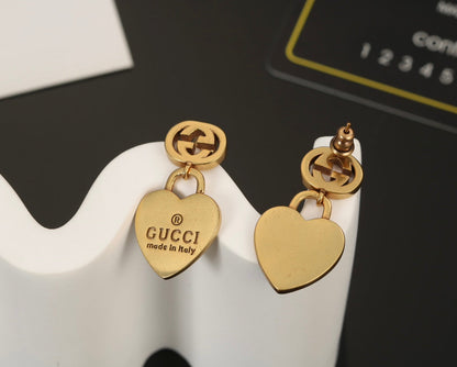 GG Heart Pendant Earrings