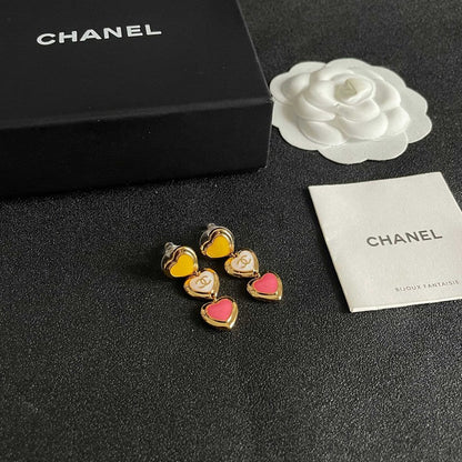 CC Three Heart Drop Earrings