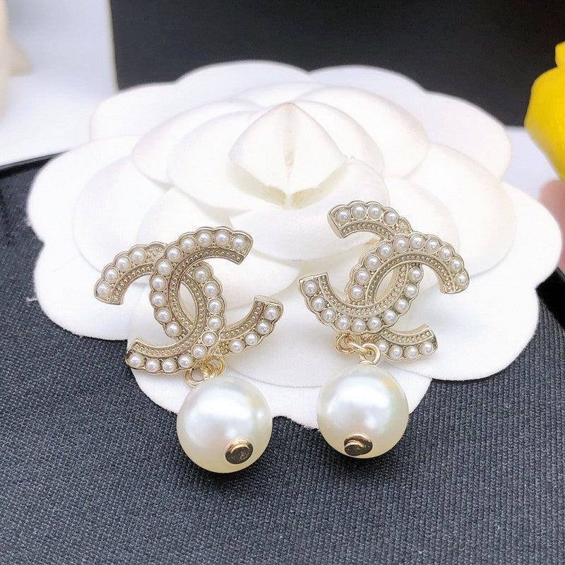 CC Pearl Drop Earrings
