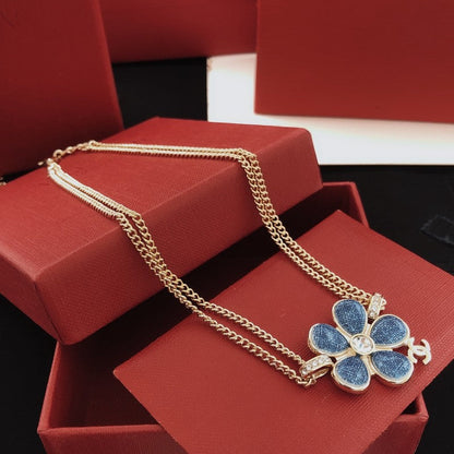 CC Cowboy Blue Camellia Necklace