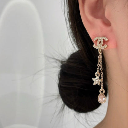 CC 26C Pink Crystal Tassel Earrings