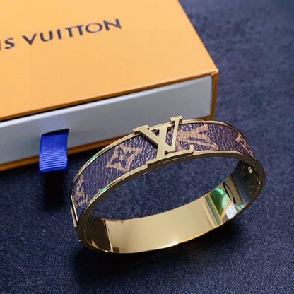 Louis Monogram Wide Leather Bracelet