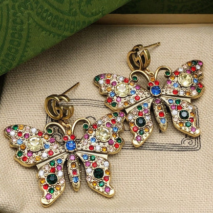 GG Color Crystal Butterfly Earrings