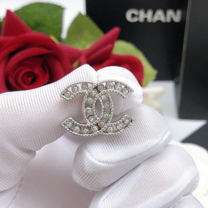 CC Hollow Diamond White Gold Earrings