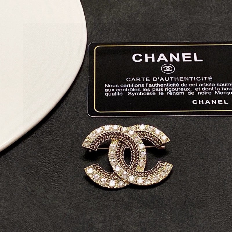 CC Diamond Gold Brooch