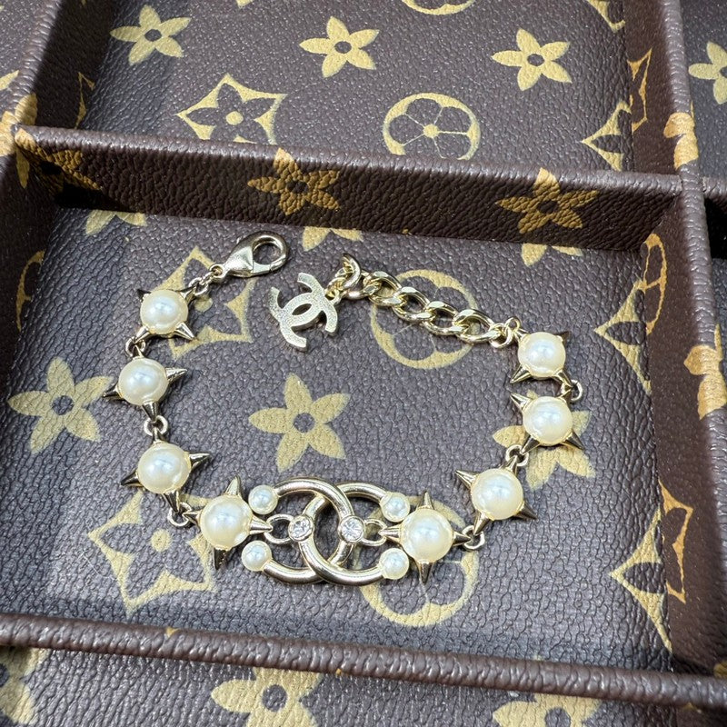 CC Gold Pearl Chain Bracelet