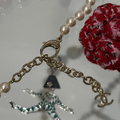 CC Red Crystal Pearl Choker Necklace