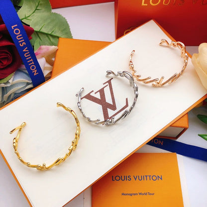 Louis Script Gold Cuff Bracelet
