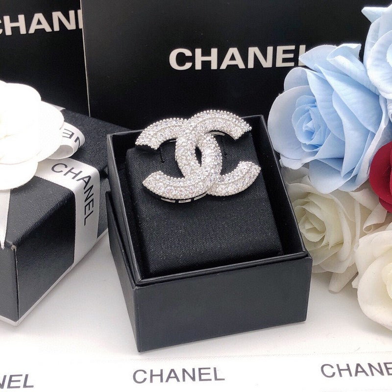 CC Diamond White Gold Brooch