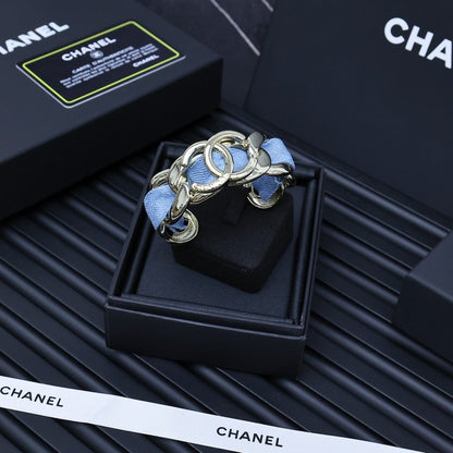 CC Denim Braided Gold Cuff Bracelet