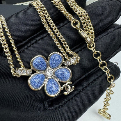 CC 26C Blue Flower Choker Necklace