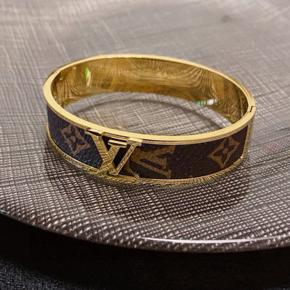 Louis Monogram Wide Leather Bracelet