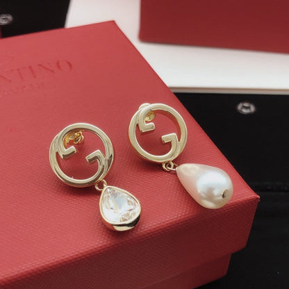 GG Pearl & Crystal Drop Earrings