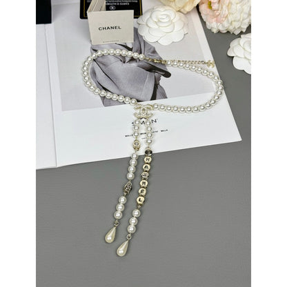 CC Long Tassel Pearl Necklace