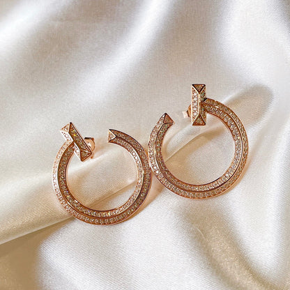 Tiff T1 Open Hoop Rose Gold Earrings