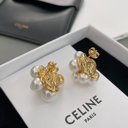 CE Pearls Gold Earrings