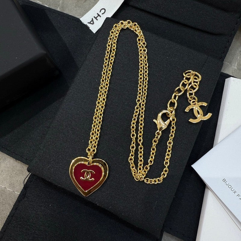 CC Black & Red Heart Gold Necklace