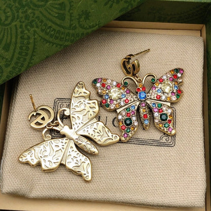 GG Color Crystal Butterfly Earrings