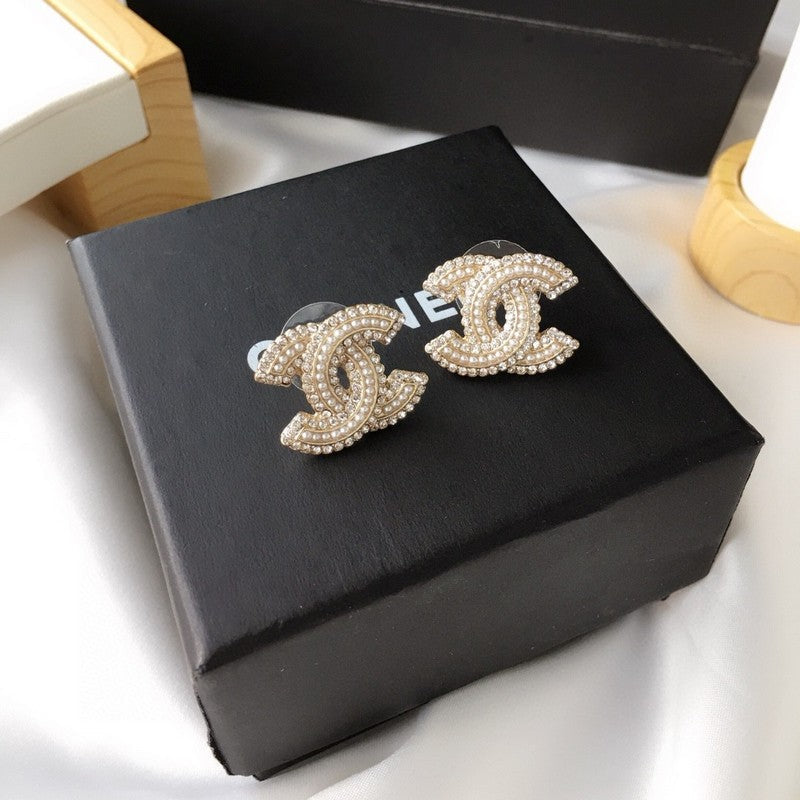 CC Pearl & Diamond Gold Earrings