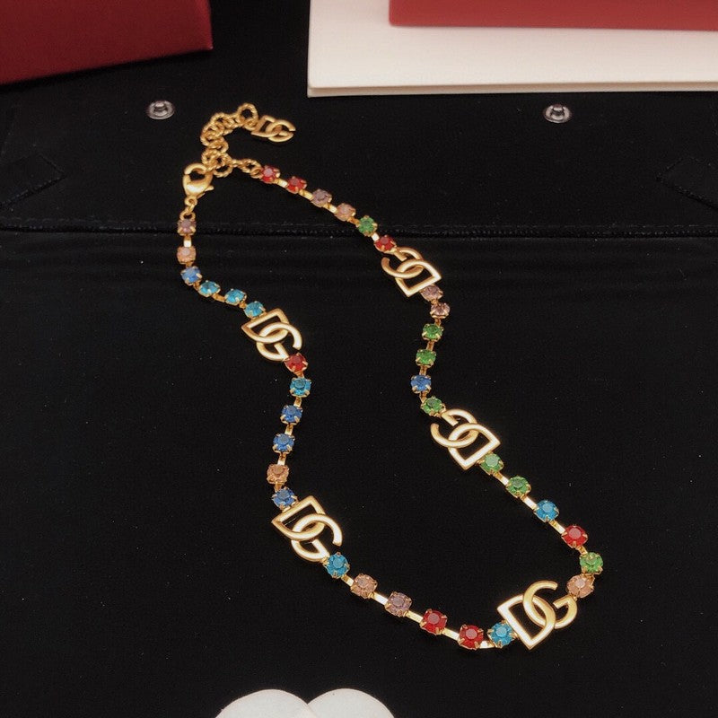 DG Color Crystal Gold Necklace